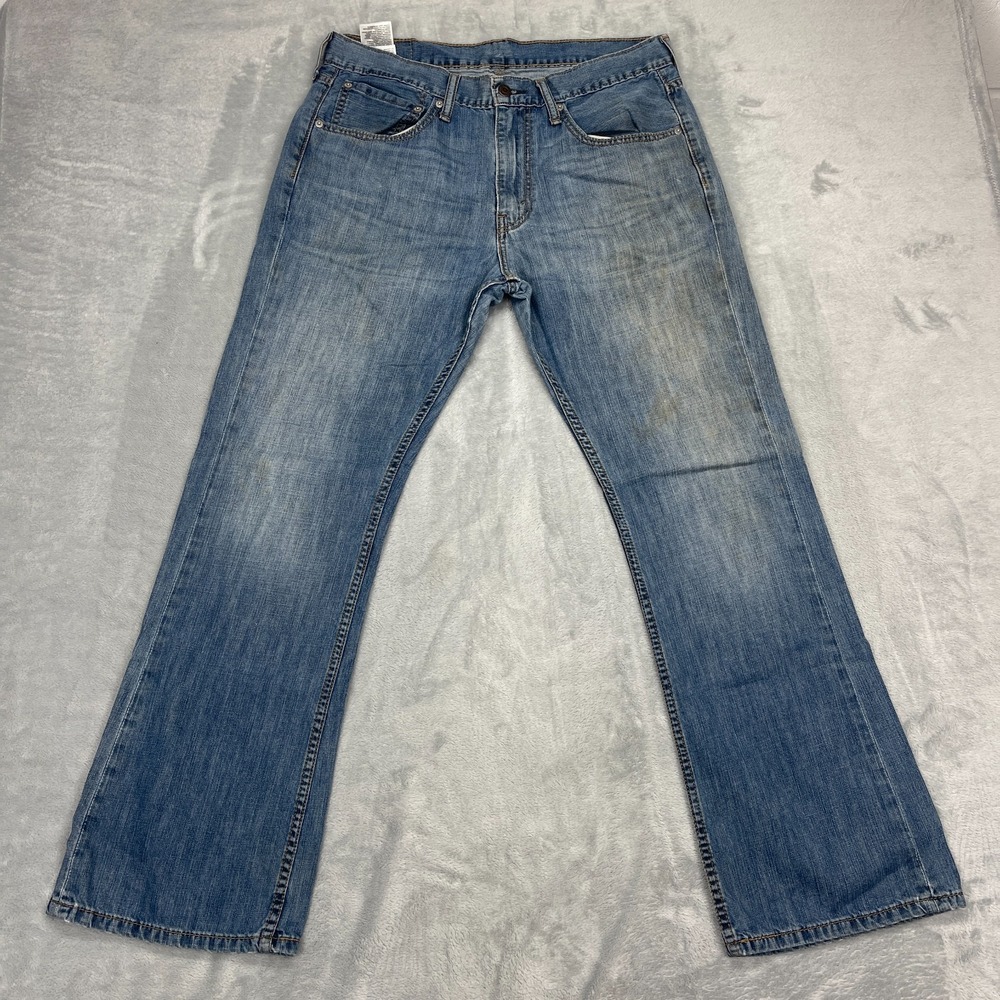 Levi's Jeans Mens 34x30 Blue Denim 527 Whiskered Faded Americana Slim Bootcut